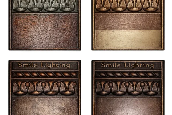 Metal Finish Samples with Smile Lighting Logo 10