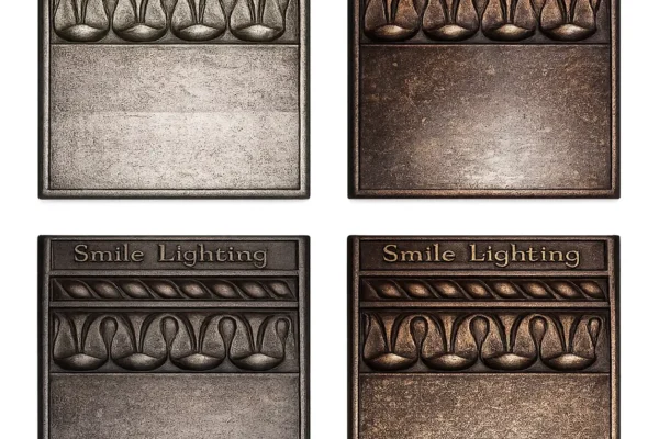 Metal Finish Samples with Smile Lighting Logo 11