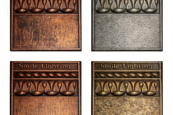 Metal Finish Samples with Smile Lighting Logo 12