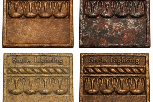 Metal Finish Samples with Smile Lighting Logo 13