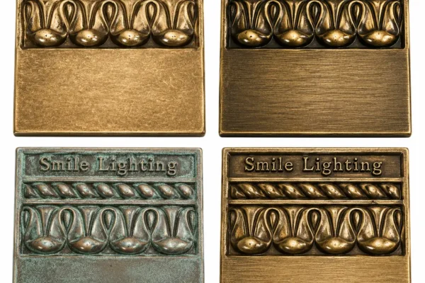 Metal Finish Samples with Smile Lighting Logo 14