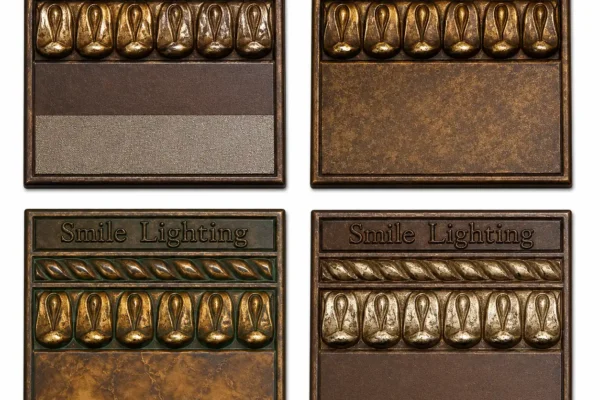 Metal Finish Samples with Smile Lighting Logo 2