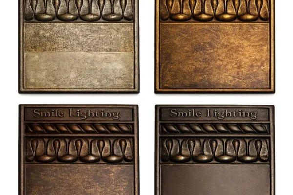 Metal Finish Samples with Smile Lighting Logo 6