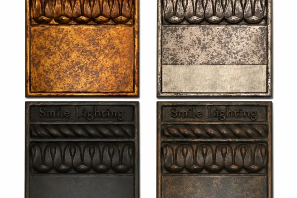 Metal Finish Samples with Smile Lighting Logo 8