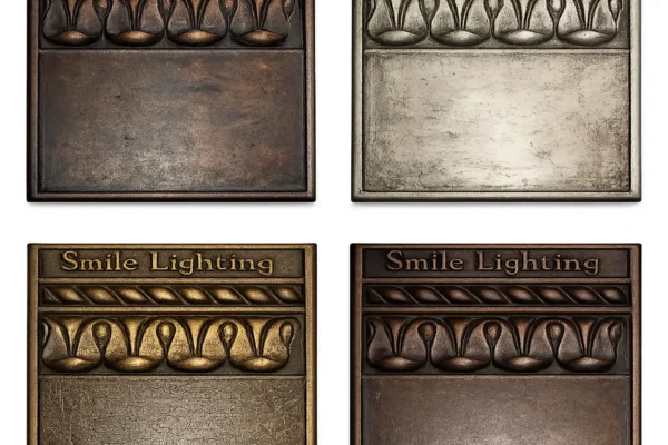 Metal Finish Samples with Smile Lighting Logo 9